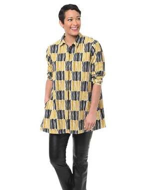 NWT Tulip Clothing Logan Button Down Top Line Up Print Tunic Size SMALL